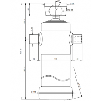 Teleskopski cilinder 3 stopnje 11 ton 1043 mm s kroglo 4034S